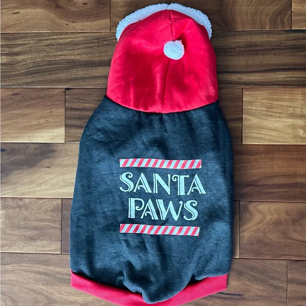 Santa Paws Dog Hoodie - Red and Gray size XL